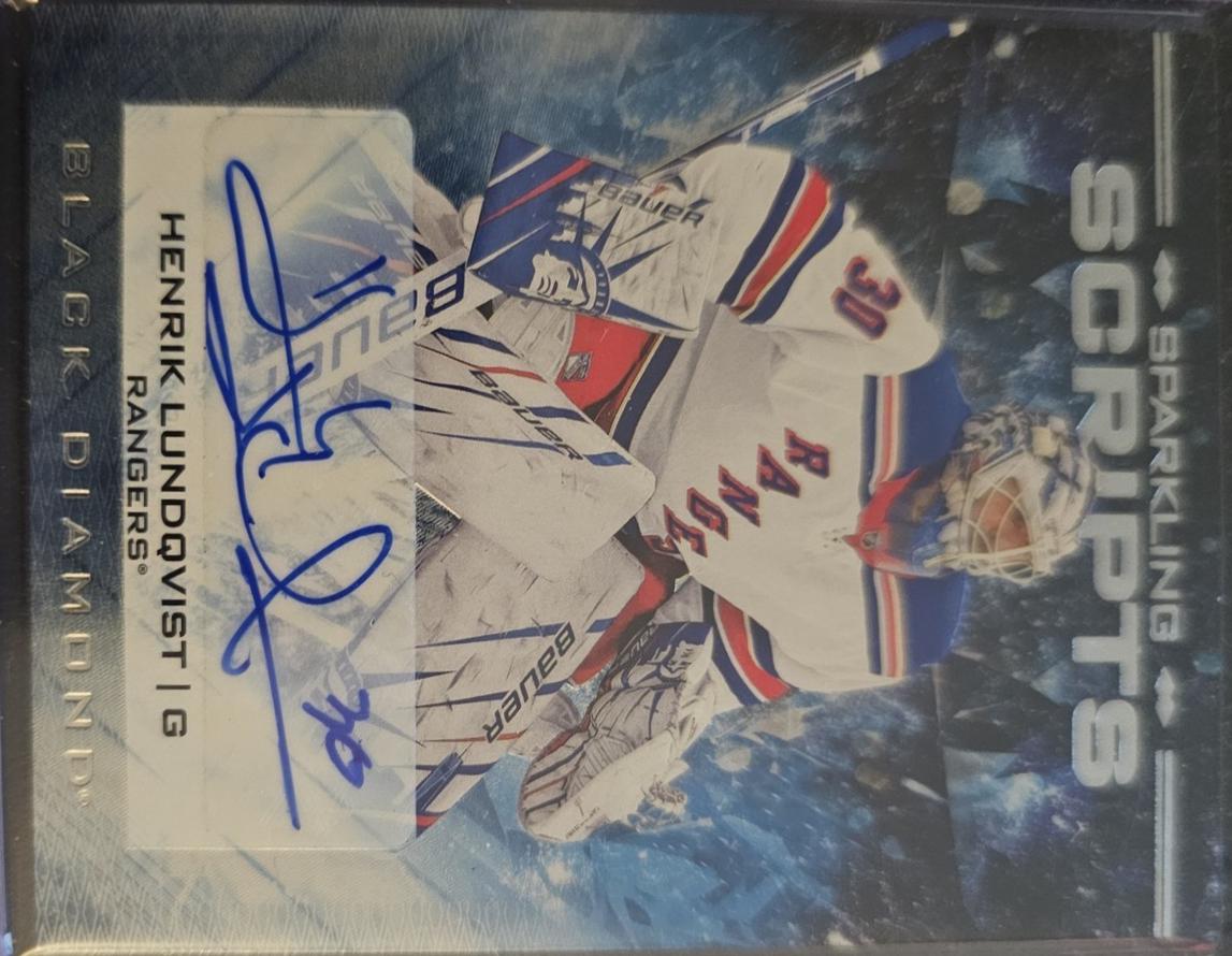 Henrik Lundqvist #SS-HL Hockey Cards 2024 Upper Deck Black Diamond Sparkling Scripts