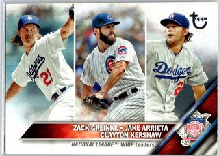 2015 National League WHIP Leaders: Zack Greinke / Jake Arrieta / Clayton Kershaw