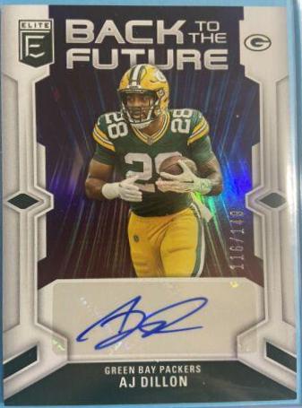 AJ Dillon #BFS-AD Football Cards 2023 Panini Donruss Elite Back to the Future Signatures
