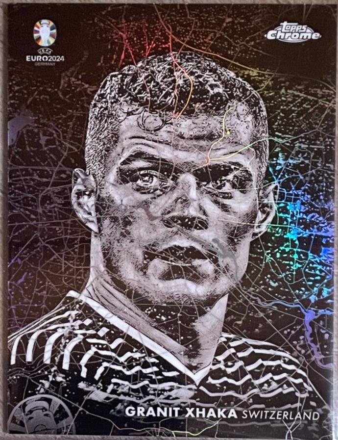 Granit Xhaka #BN-16 Soccer Cards 2024 Topps Chrome UEFA Euro Berlin at Night