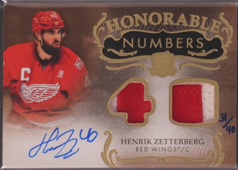 Henrik Zetterberg #HR-HZ 2023 Upper Deck The Cup Honorable Numbers Autograph Hockey