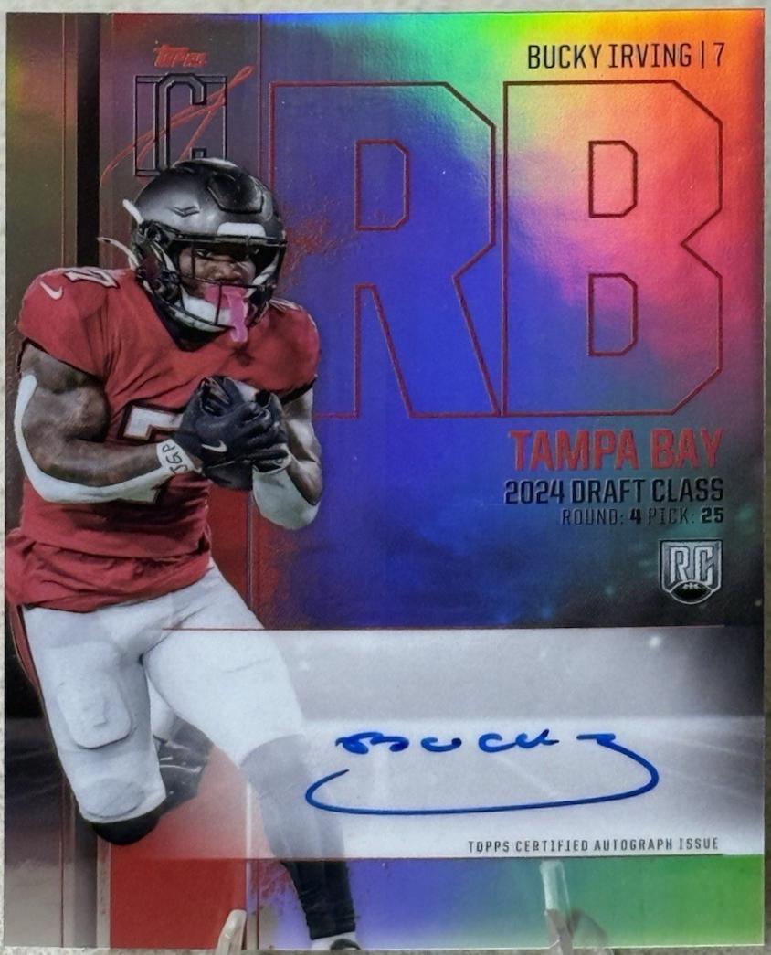 Bucky Irving #RCV-BI Football Cards 2024 Topps Signature Class Rookie Chrome Autograph Variation