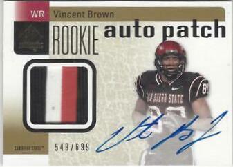 Vincent Brown #221 2011 Sp Authentic Football