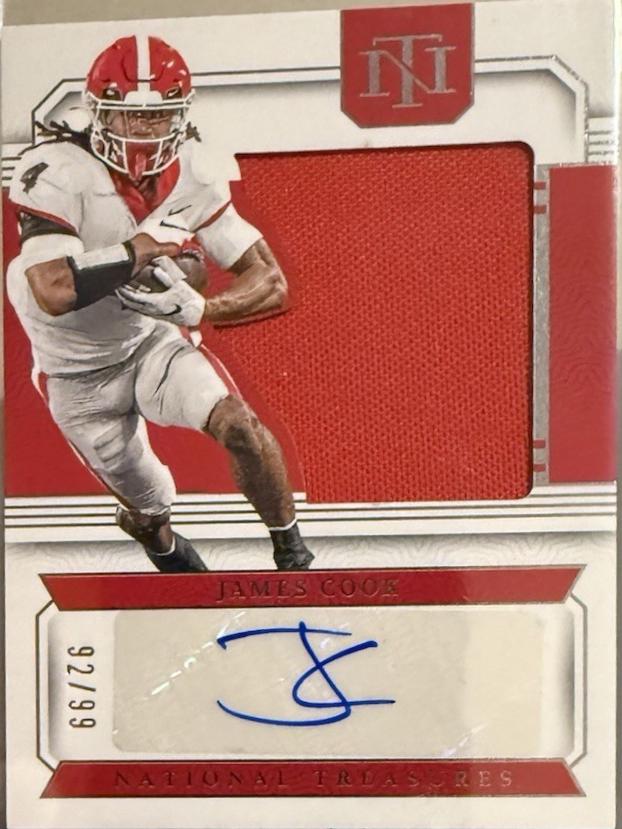 James Cook #SS-JCK 2024 Panini National Treasures Collegiate Silhouette Signature Football
