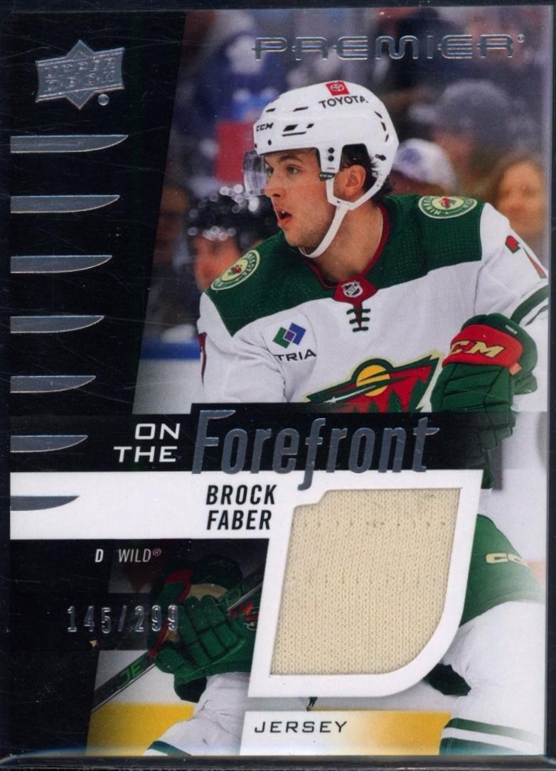 Brock Faber #OFR-BF Hockey Cards 2023 Upper Deck Premier On the Forefront Jersey Rookie
