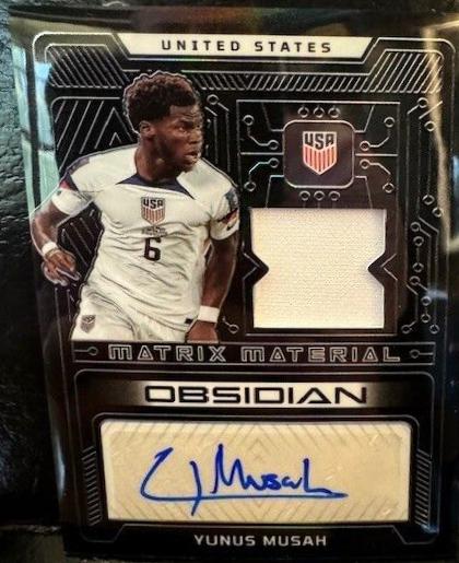 Yunus Musah #MMA-YM Soccer Cards 2022 Panini Obsidian Matrix Material Autographs
