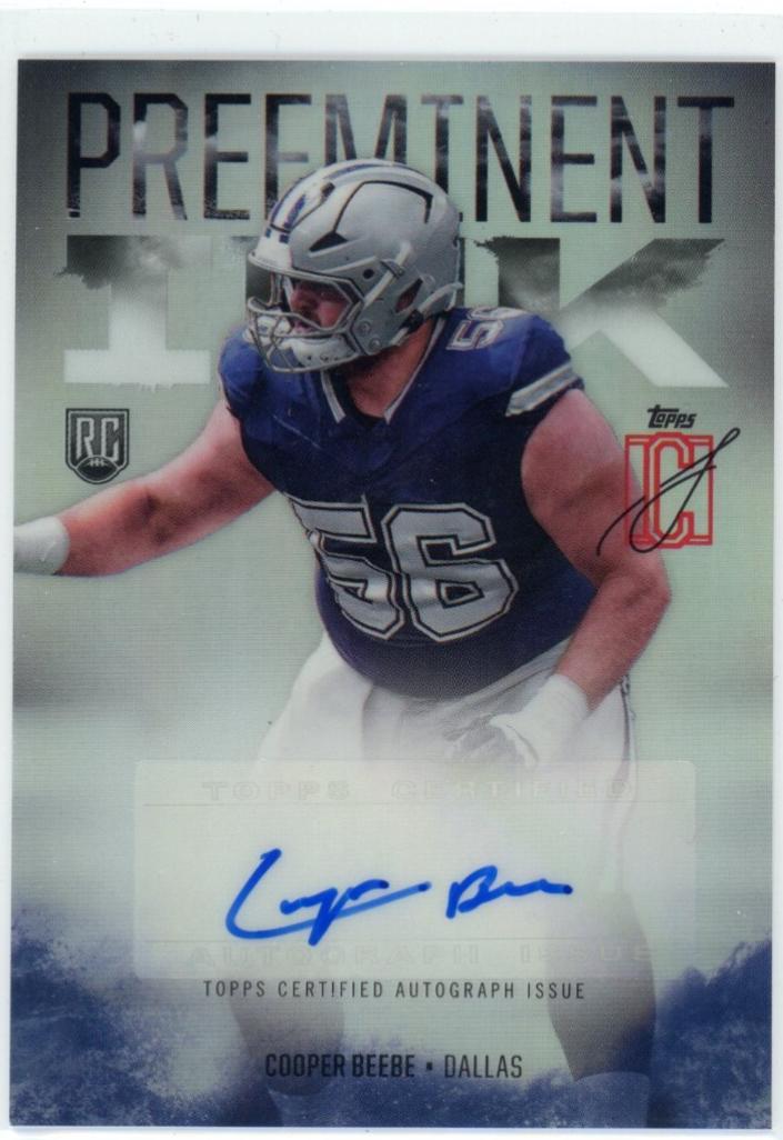 Cooper Beebe #PI-CBE Football Cards 2024 Topps Signature Class Preeminent Ink Autograph