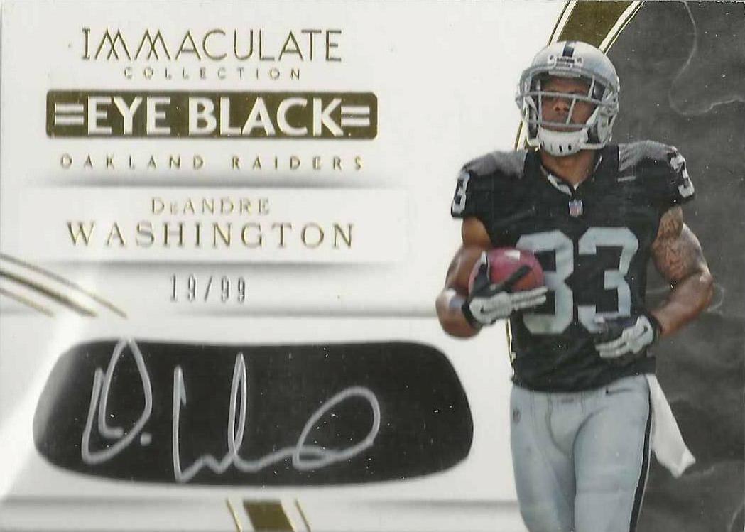 DeAndre Washington #DW Football Cards 2016 Panini Immaculate Eye Black Autographs