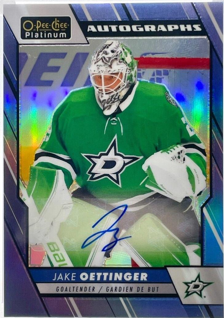 Jake Oettinger #BA-JO Hockey Cards 2023 O-Pee-Chee Platinum Blue Rainbow Autographs