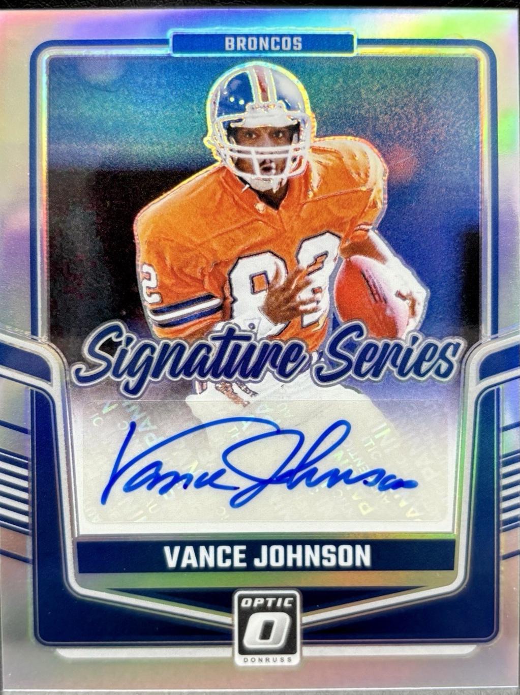 Vance Johnson #SSH-VJN Football Cards 2024 Panini Donruss Optic Signature Series Holo