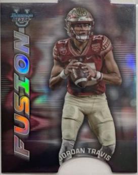 Johnny Wilson, Jordan Travis #MIF-14 Football Cards 2023 Bowman's Best University Mirror Image Fusion