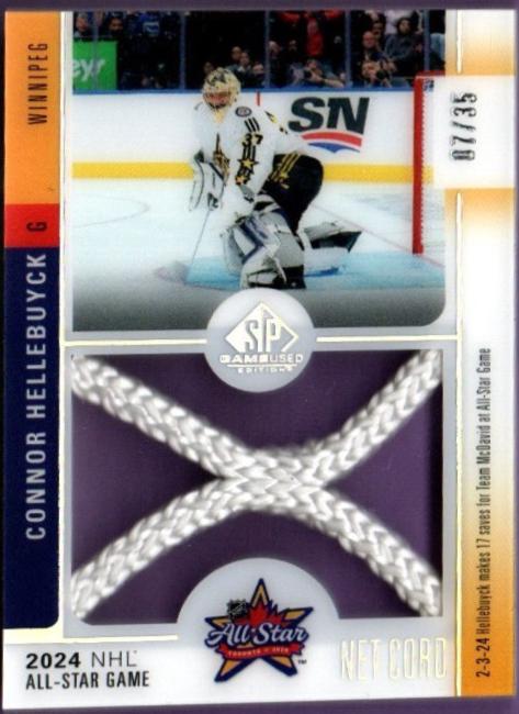 Connor Hellebuyck #ASN-CH Hockey Cards 2024 SP Game Used All Star Skills Net Cord Relic