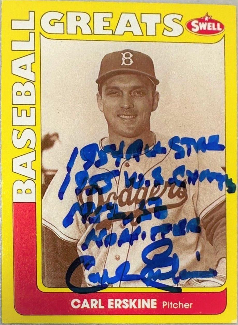 Carl Erskine #27 Baseball Cards 1991 Swell Greats