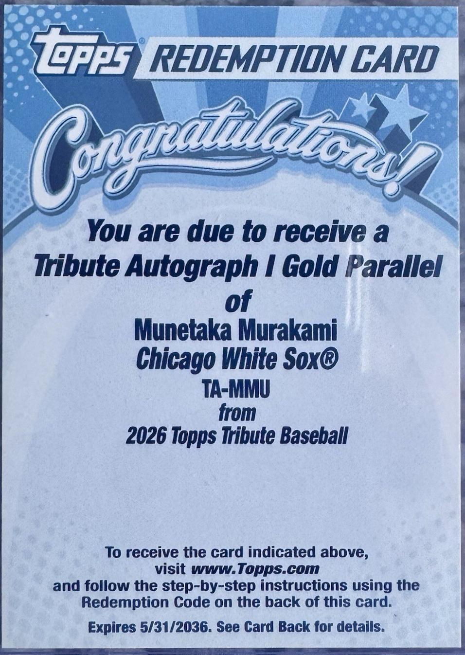 2026 Munetaka Murakami [Gold] #TA-MMU