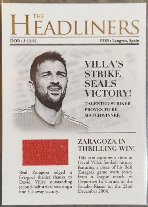 David Villa #HL30 2023 Futera Unique Headliners Relics Soccer