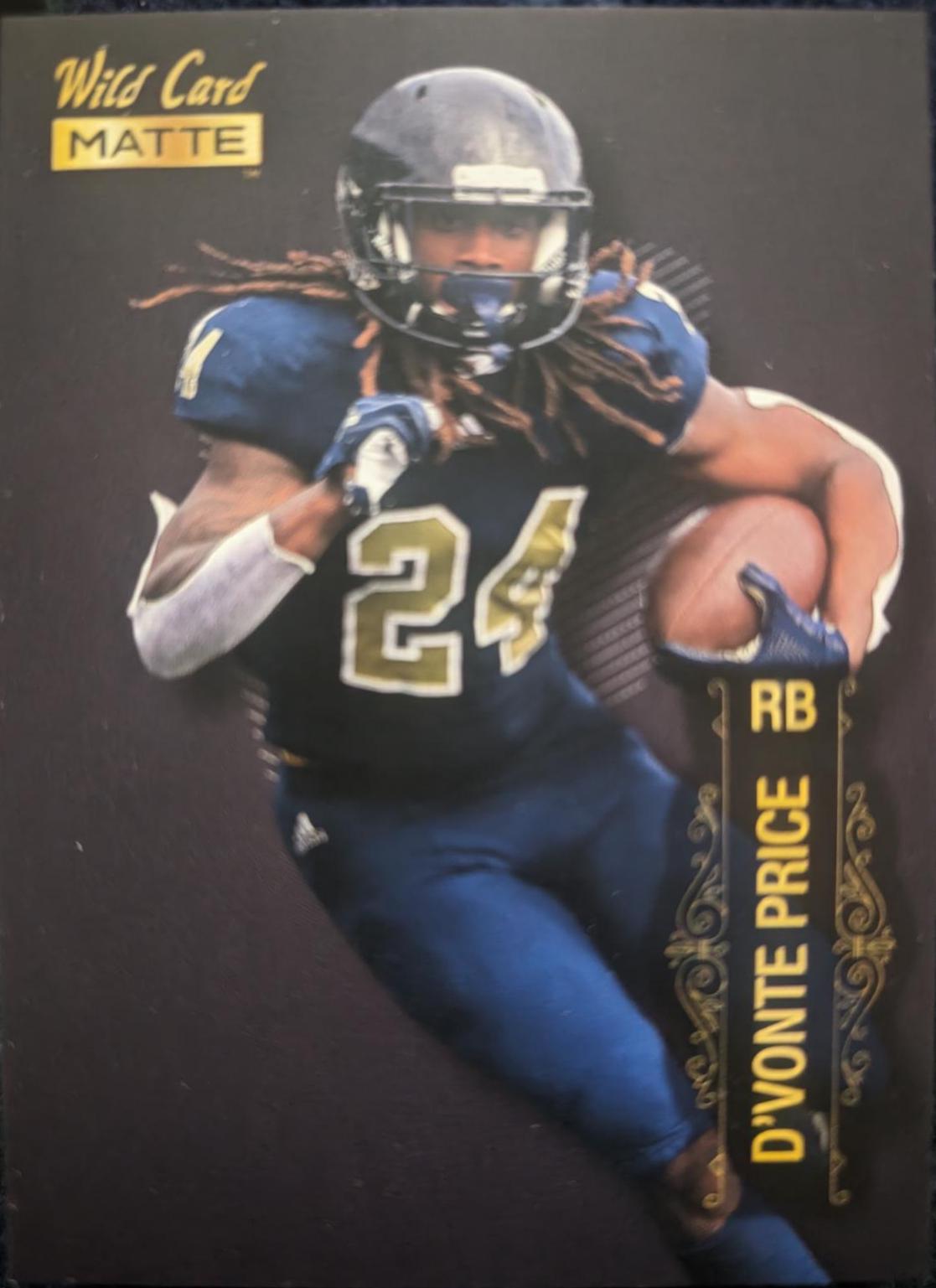 D'Vonte Price #MB-23 Football Cards 2022 Wild Card Matte Black