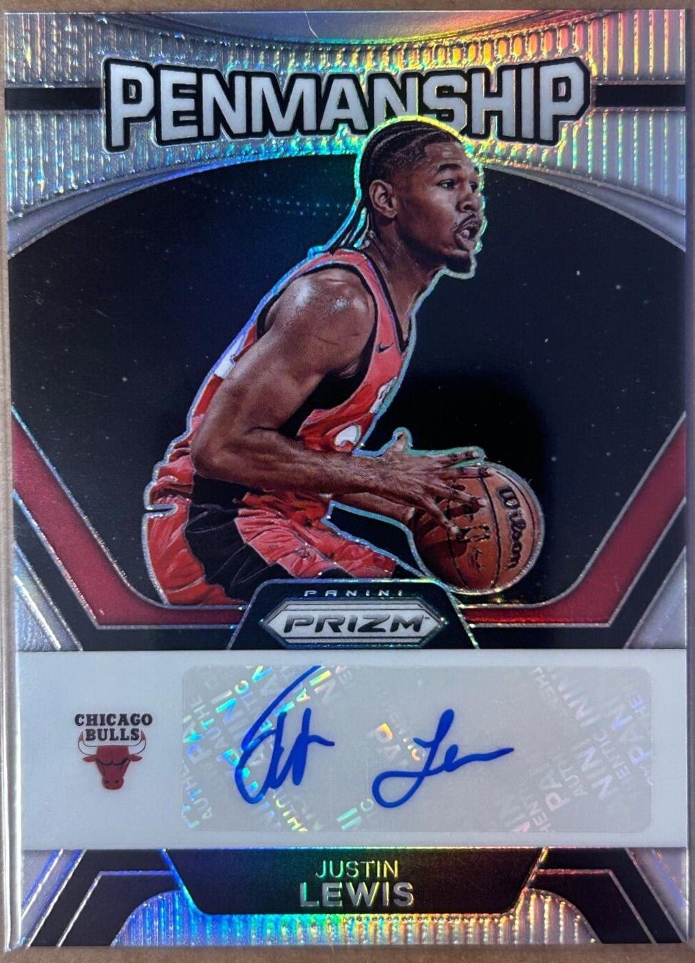 Justin Lewis #PNM-JWS Basketball Cards 2023 Panini Prizm Penmanship