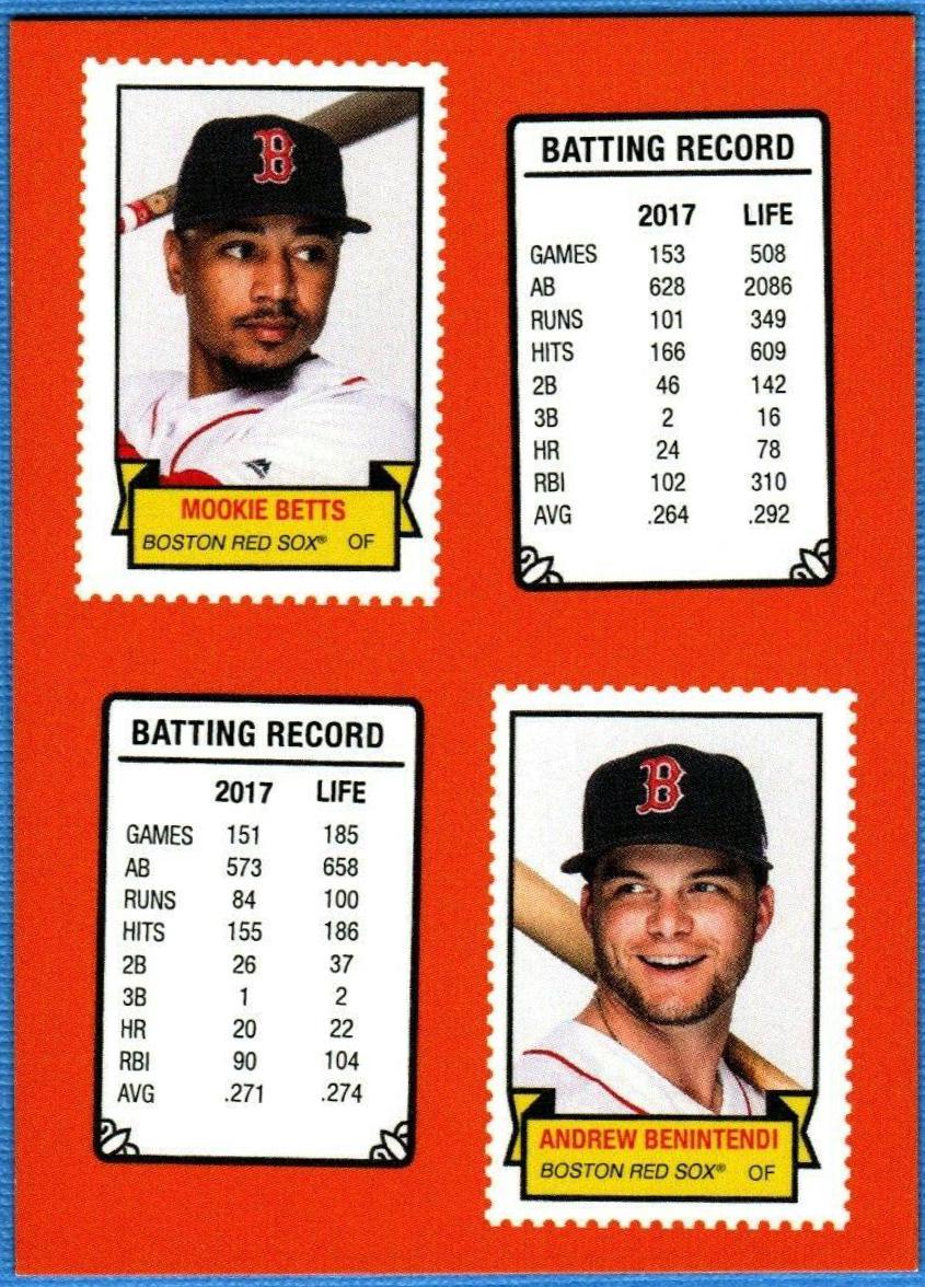Andrew Benintendi, Mookie Betts #44 Baseball Cards 2018 Topps Throwback Thursday