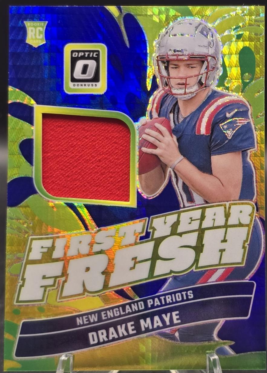 Drake Maye #FYF-DME Football Cards 2024 Panini Donruss Optic First Year Fresh Blue Hyper