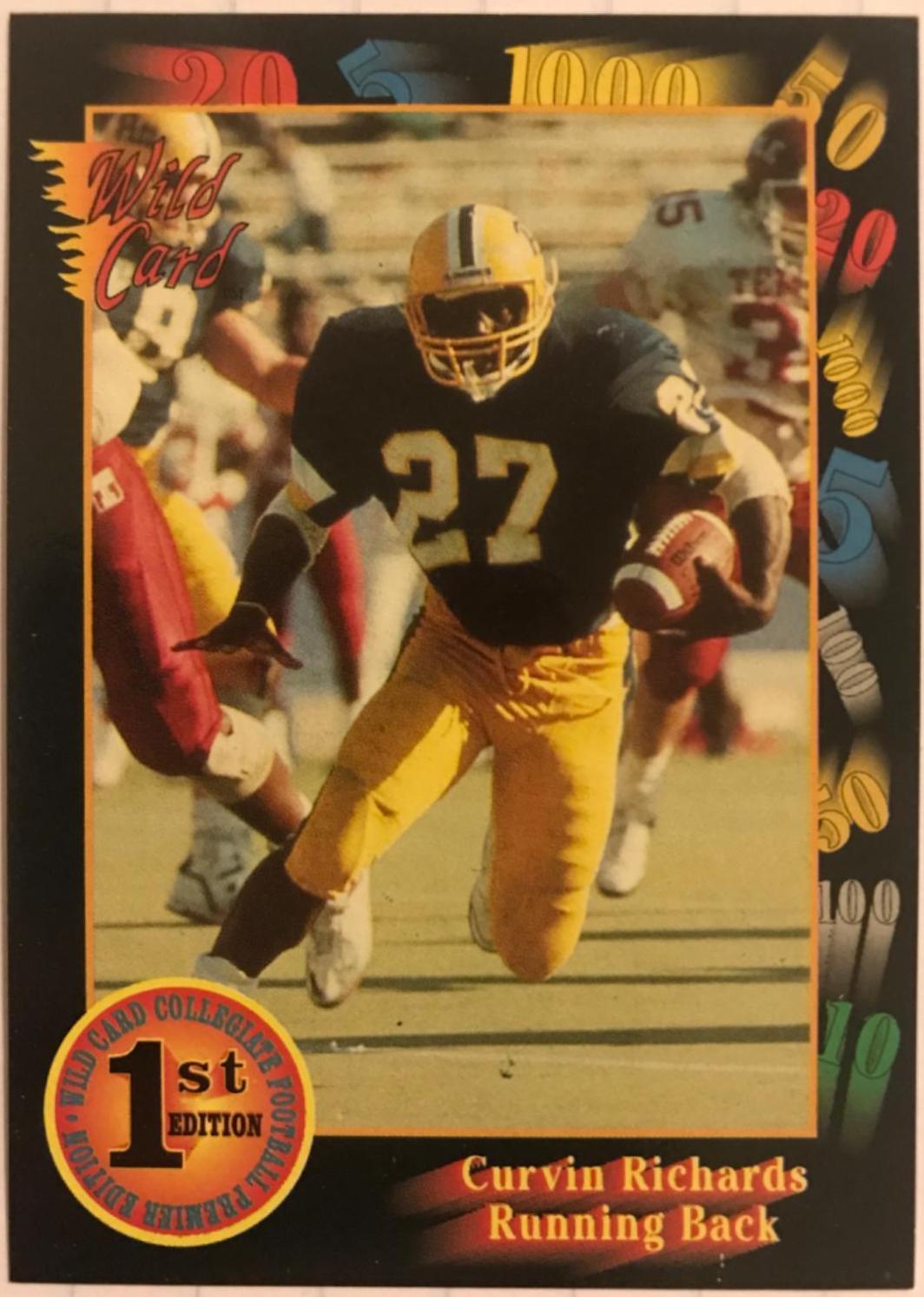 Curvin Richards #7 Football Cards 1991 Wild Card College Draft Picks