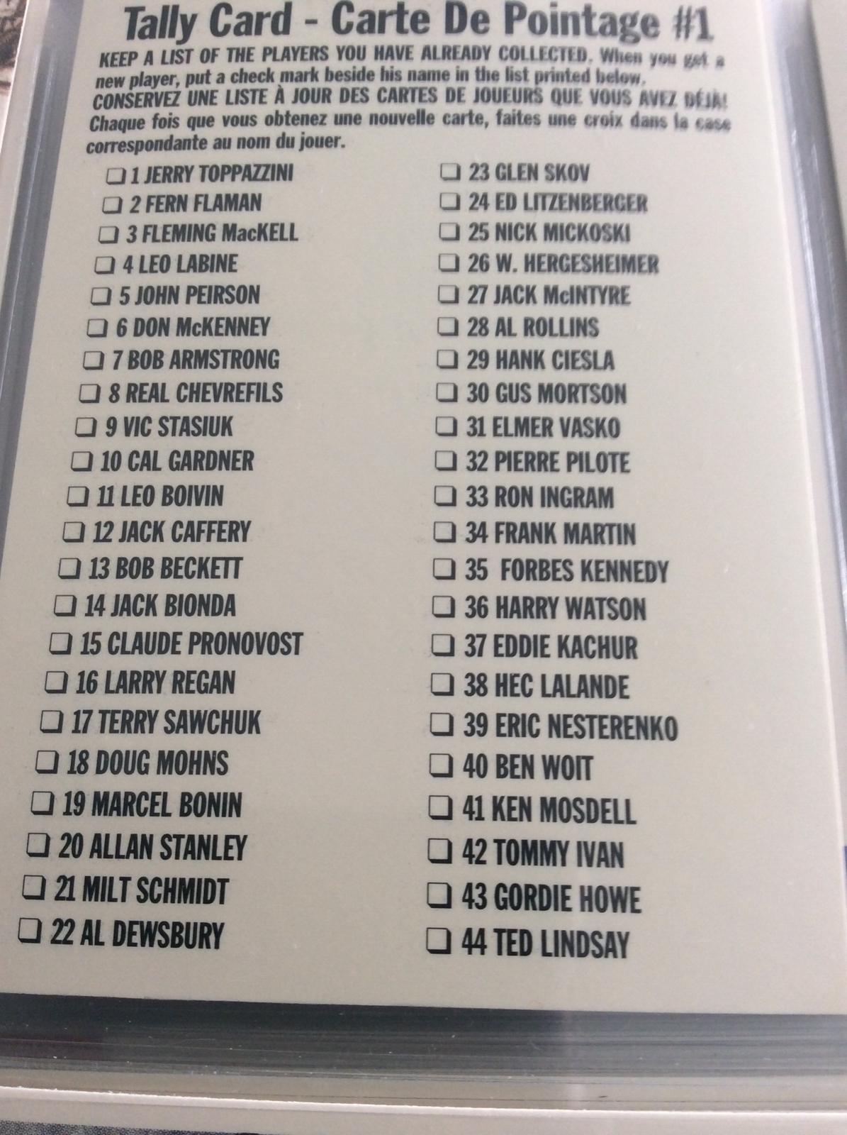 Checklist #1 #179 Hockey Cards 1994 Parkhurst Missing Link