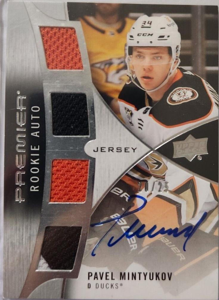Pavel Mintyukov #SRR-PM Hockey Cards 2023 Upper Deck Premier Rookie Patch Auto