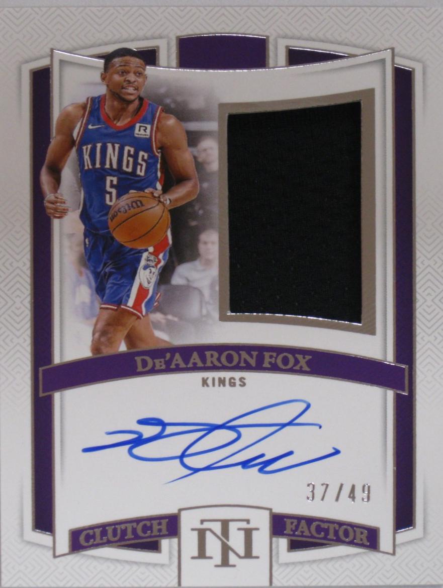 De'Aaron Fox #26 2024 Panini National Treasures Clutch Factor Signature Basketball