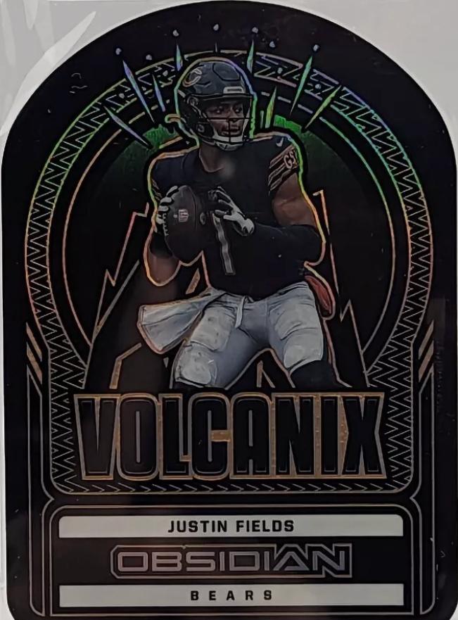 Justin Fields #VCX-JFI Football Cards 2022 Panini Obsidian Volcanix