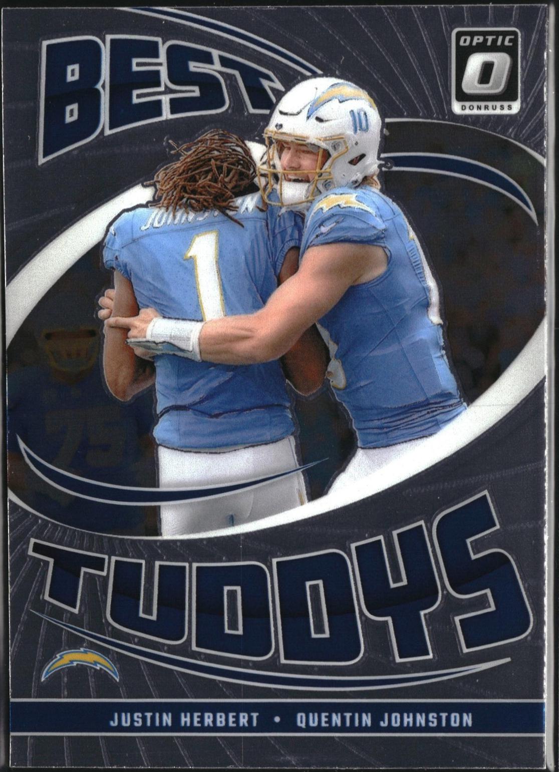 Justin Herbert / Quentin Johnston #12 Football Cards 2024 Panini Donruss Optic Best Tuddys