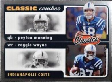 Peyton Manning, Reggie Wayne #CC-1 Football Cards 2022 Panini Classics Combos