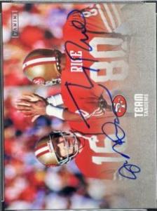 Jerry Rice, Joe Montana #TT-MR Football Cards 2023 Panini Donruss Team Tandems Autographs