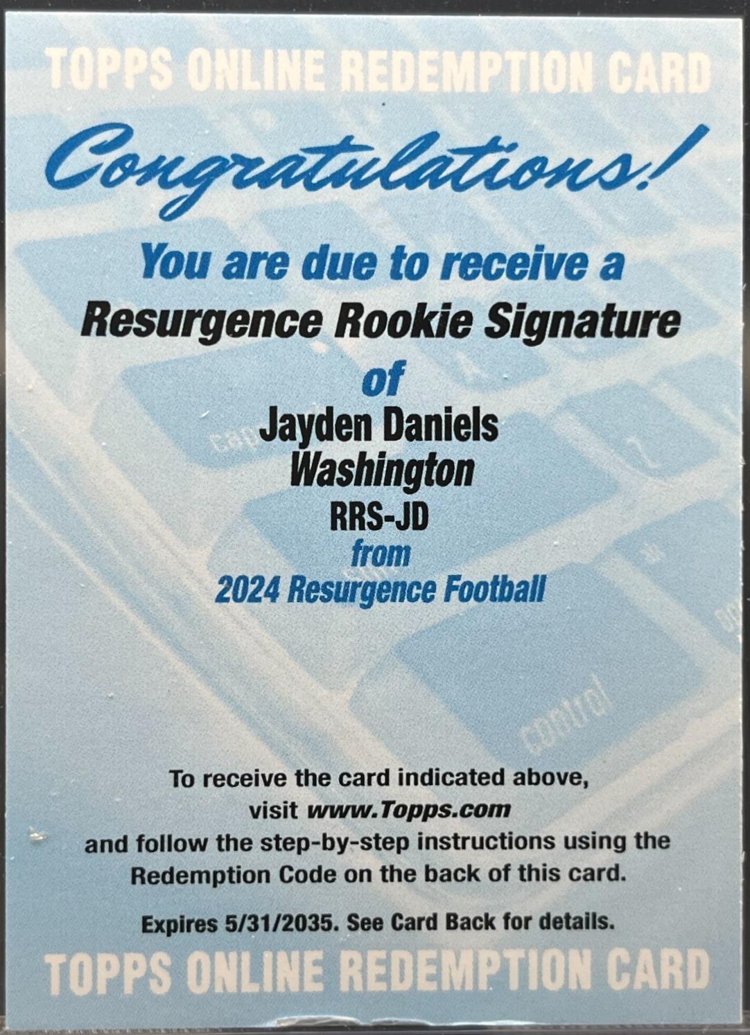 Jayden Daniels #RRS-JD Football Cards 2024 Topps Resurgence Rookie Signature