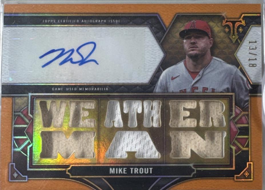 Mike Trout #TTAR-MT2 2022 Topps Triple Threads Baseball Autograph Relics