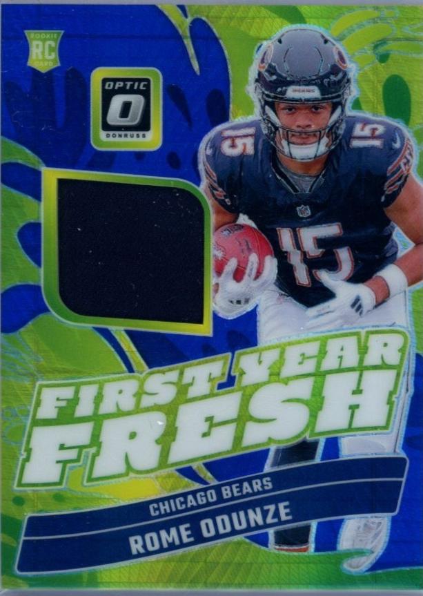 Rome Odunze #FYF-ROE Football Cards 2024 Panini Donruss Optic First Year Fresh Blue Hyper