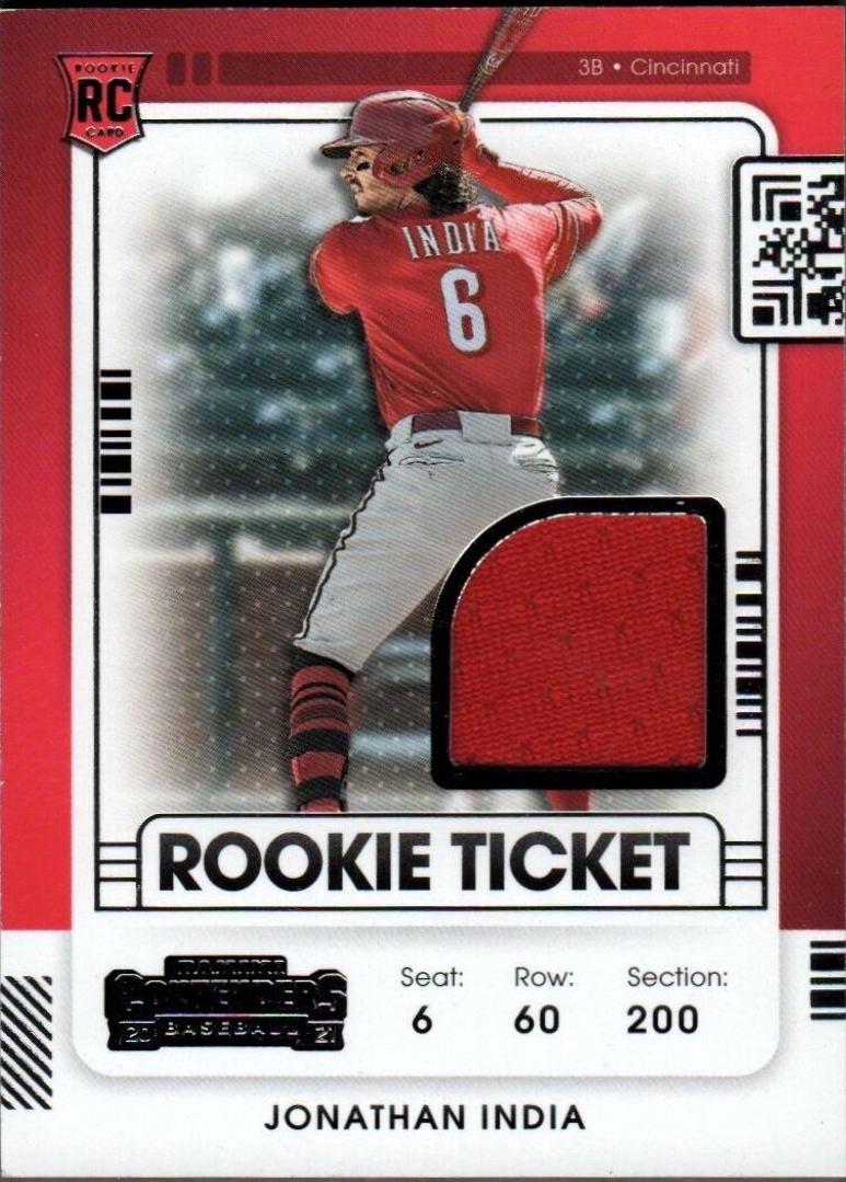 Jonathan India #RTJ-JI Baseball Cards 2021 Panini Contenders Rookie Ticket Jersey