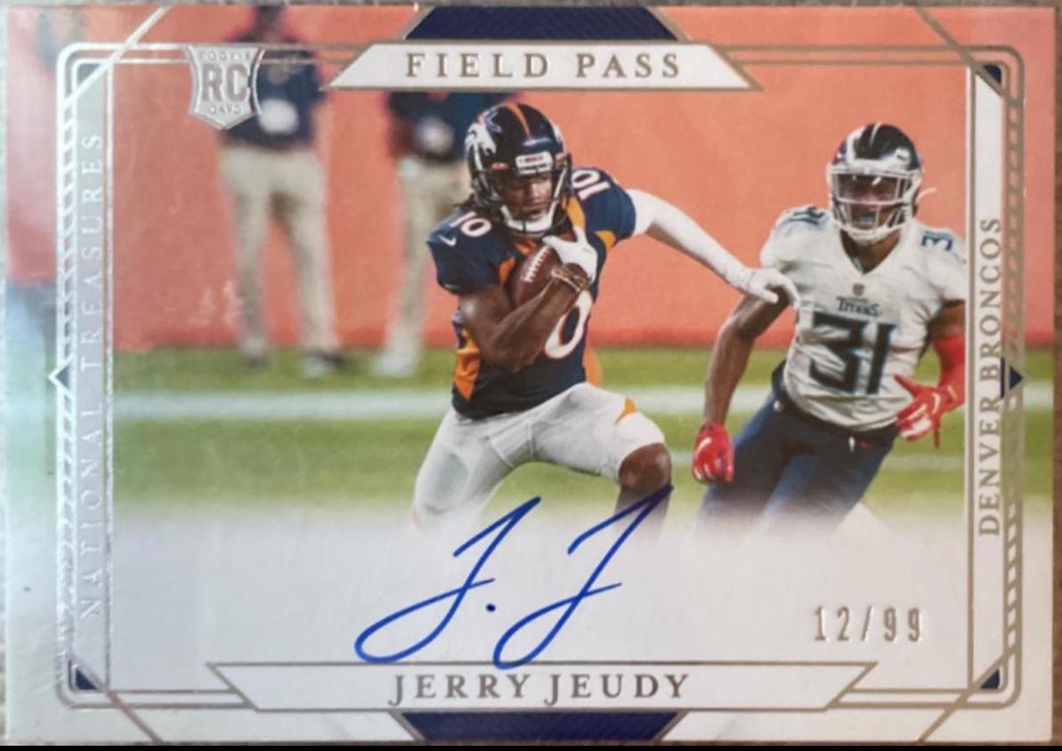 Jerry Jeudy #FP-JJ Football Cards 2020 Panini National Treasures Rookie Signatures Field Pass