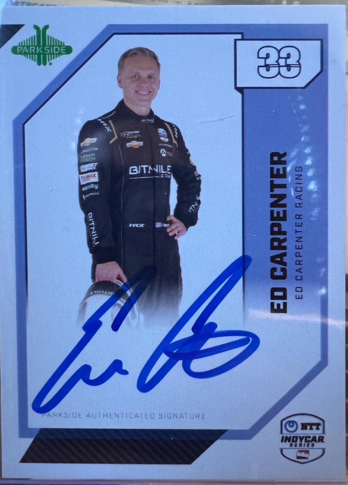 Ed Carpenter #SSEC Racing Cards 2024 Parkside NTT IndyCar Signature