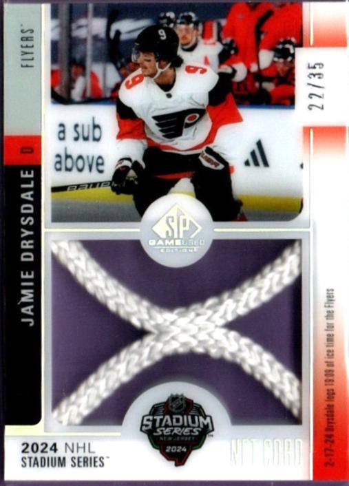 Jamie Drysdale #SSN-JD Hockey Cards 2024 SP Game Used Stadium Series Devils-Flyers Net Cord Relic