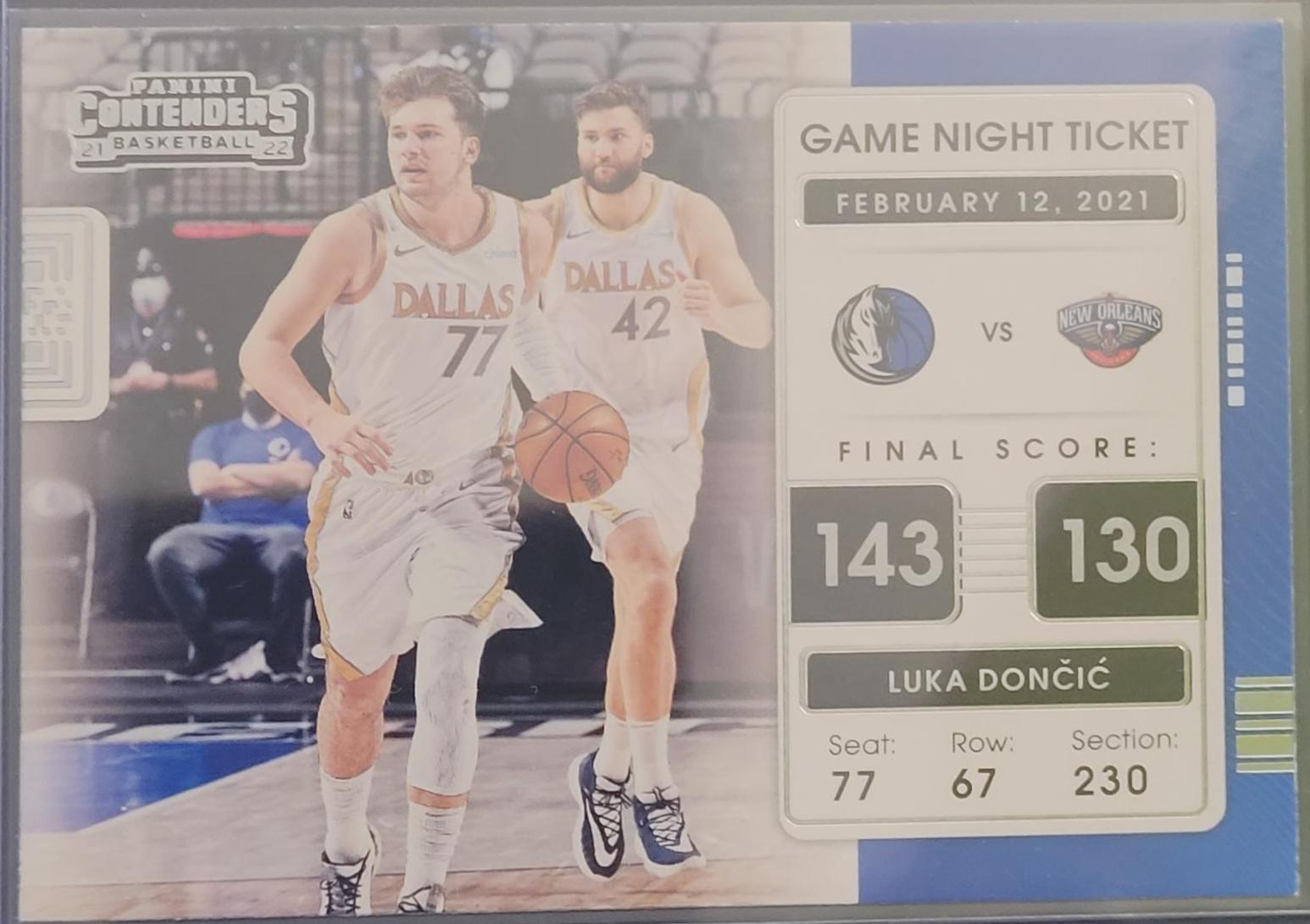 Luka Doncic #7 Basketball Cards 2021 Panini Contenders Game Night Ticket