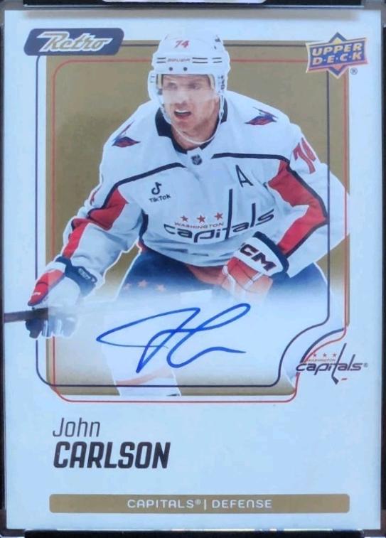 John Carlson #RA-JC 2025 Upper Deck Clear Cut Retro Autograph Hockey