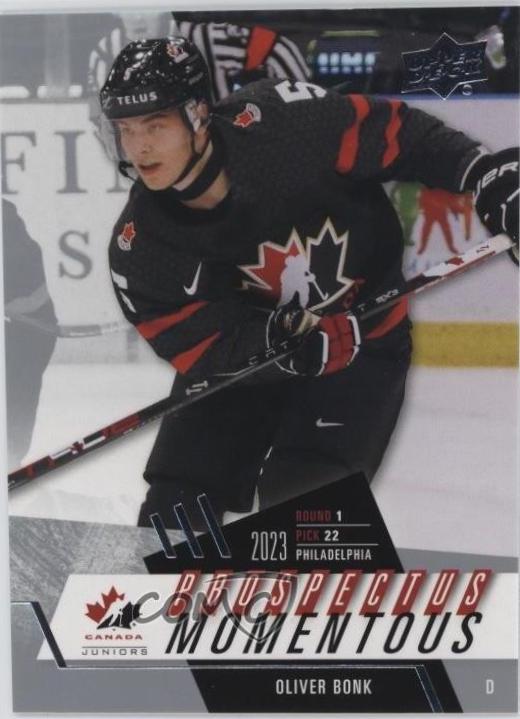 Oliver Bonk #PM-41 2024 Upper Deck Team Canada Juniors Prospectus Momentous Hockey