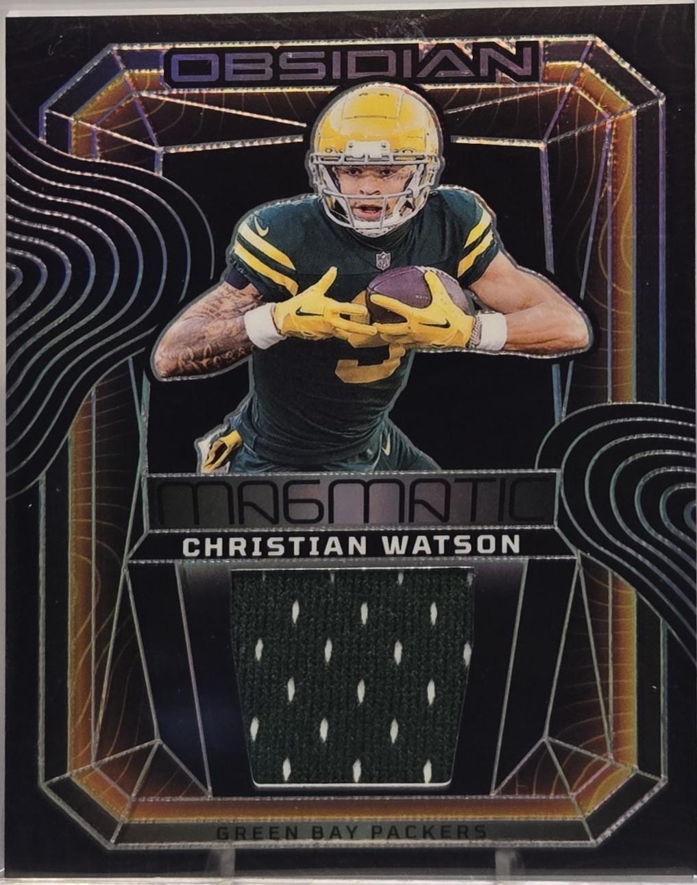 Christian Watson #MM-CWN Football Cards 2024 Panini Obsidian Magmatic Memorabilia