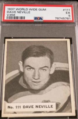 Dave Neville #111 Hockey Cards 1937 V356 World Wide Gum