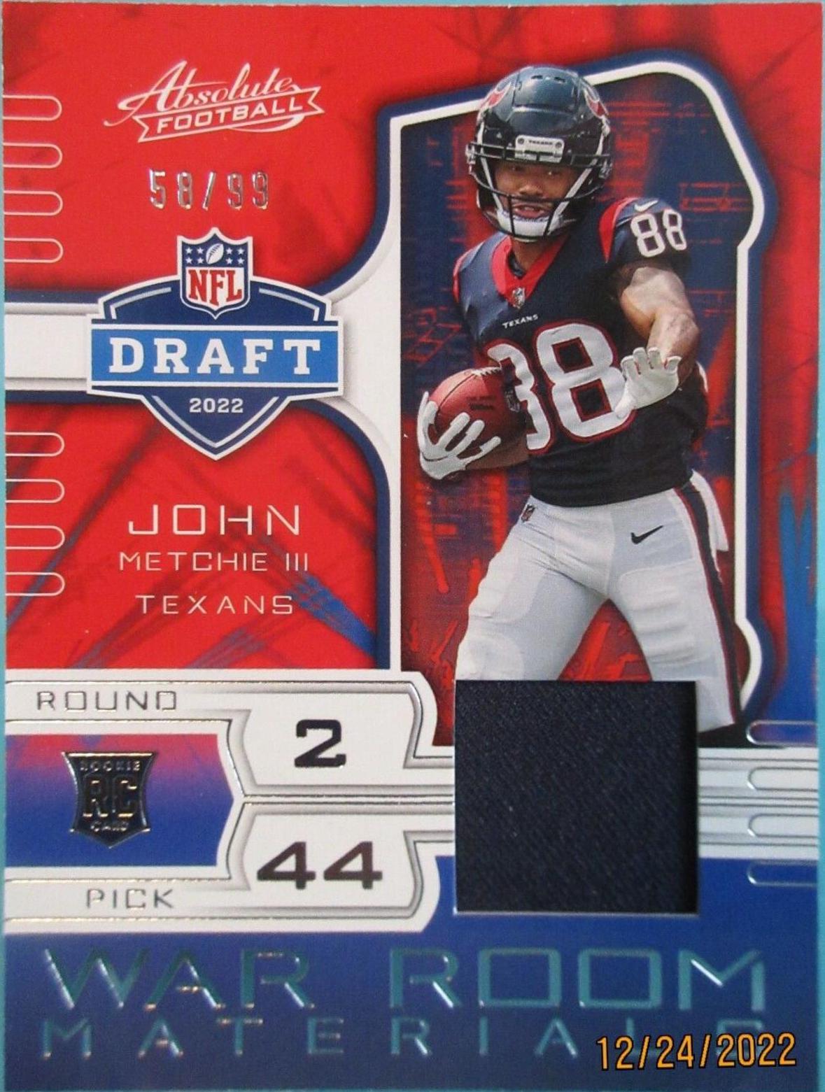 John Metchie III #17 Football Cards 2022 Panini Absolute War Room Materials