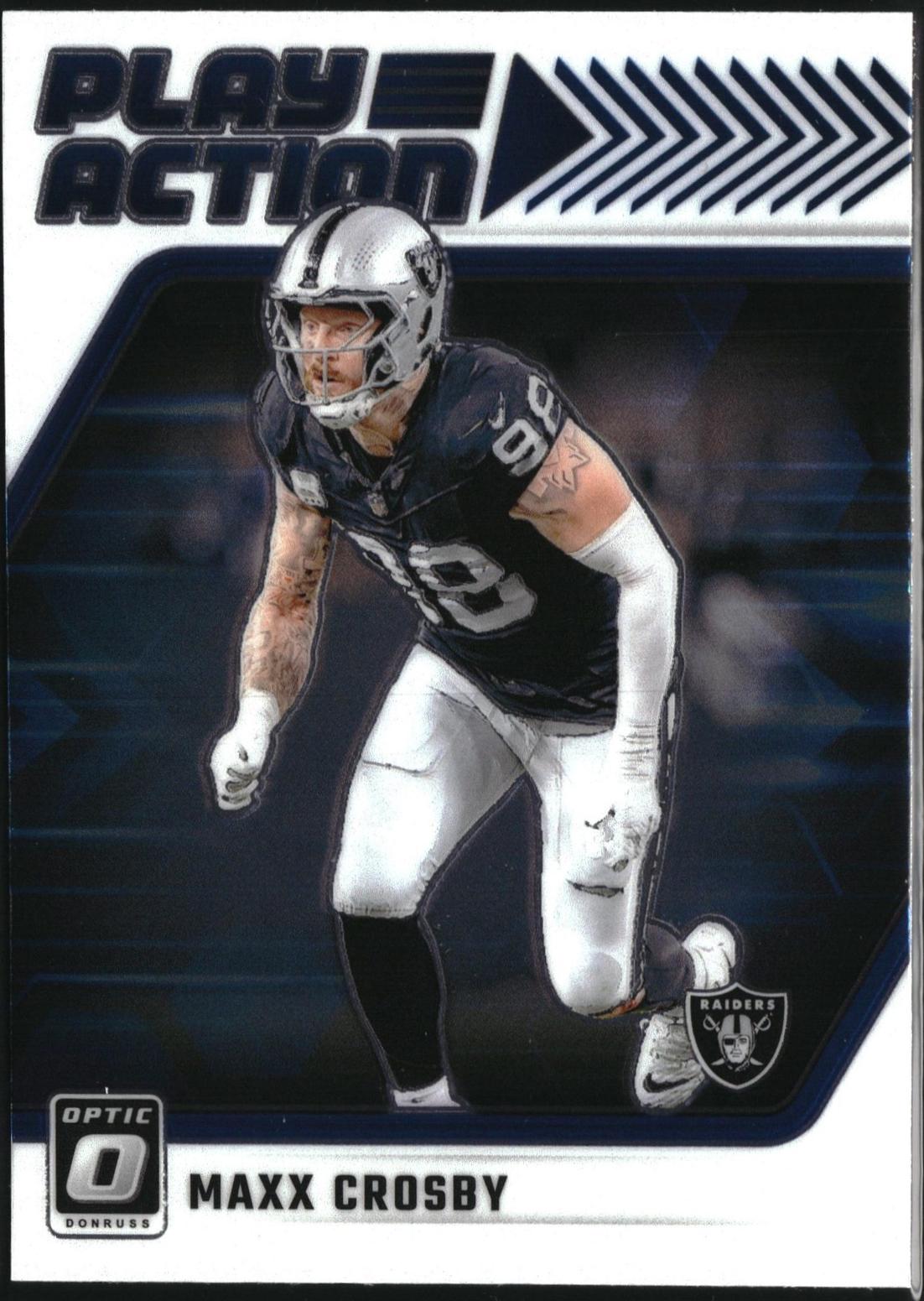 Maxx Crosby #18 Football Cards 2024 Panini Donruss Optic Play Action
