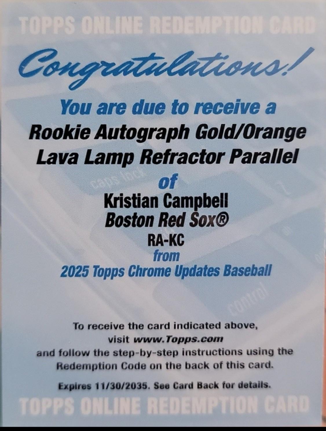 Kristian Campbell [Gold Orange] #RA-KC