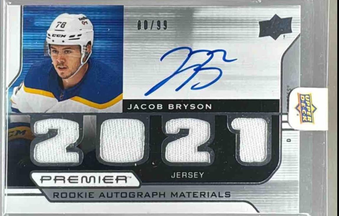 Jacob Bryson #PRA-JB 2021 Upper Deck Premier Rookie Auto Jersey Hockey