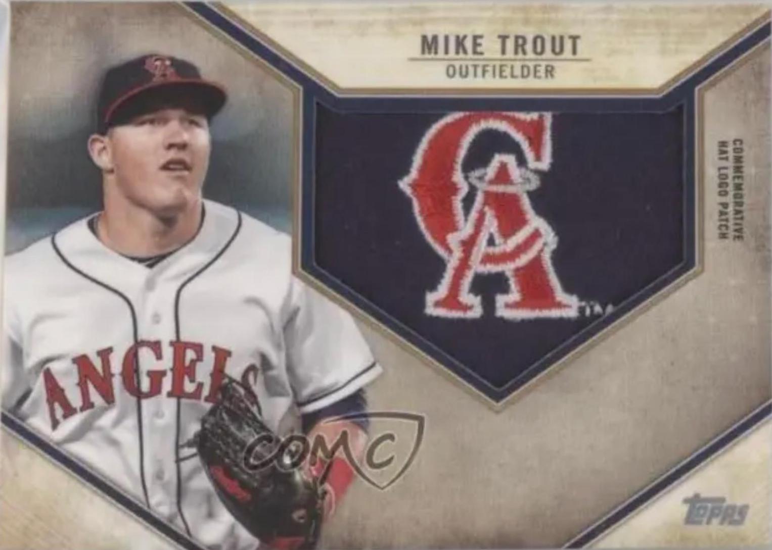 Mike Trout #RHLP-MTR Baseball Cards 2019 Topps Retro Hat Manufactured Logo Patch