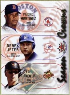 Pedro Martinez, Derek Jeter, Cal Ripken Jr #4 Baseball Cards 2002 Fleer Triple Crown Season