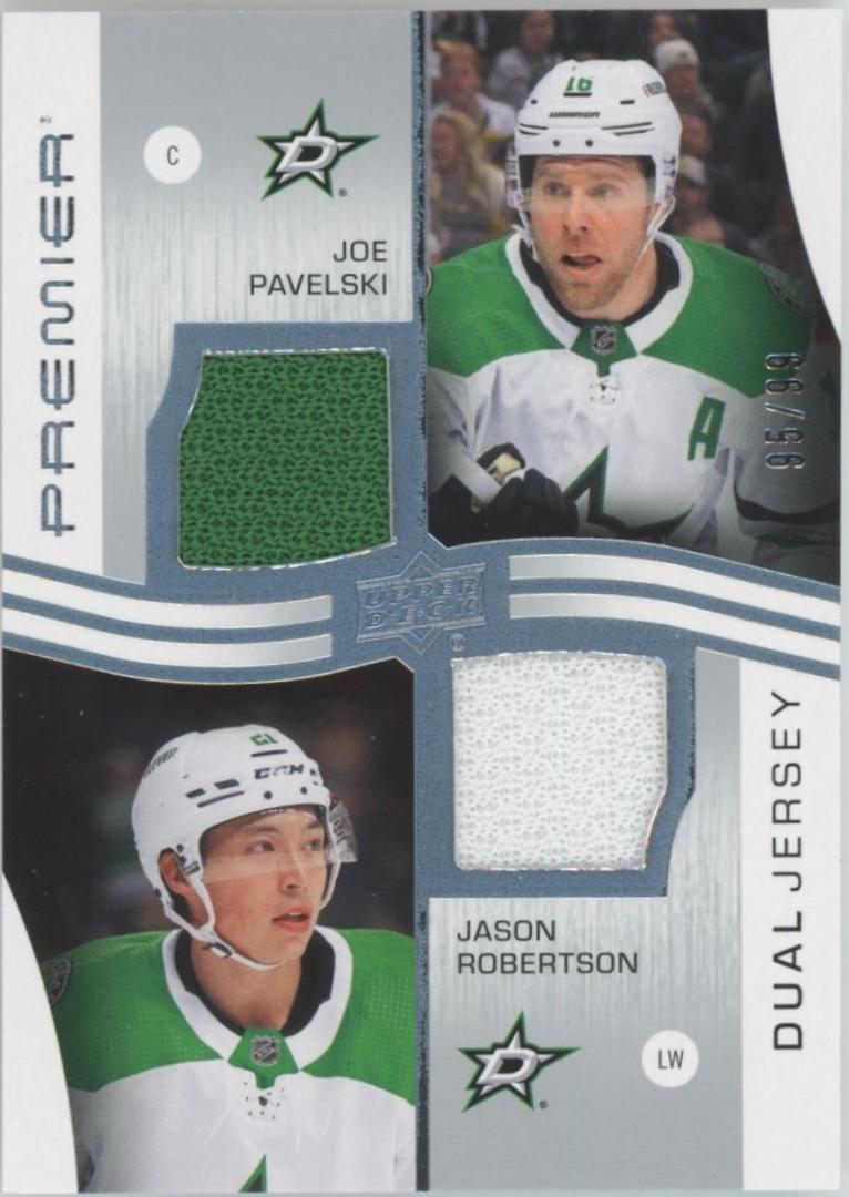 Joe Pavelski / Jason Robertson #PD-JPJR Hockey Cards 2023 Upper Deck Premier Dual Patch